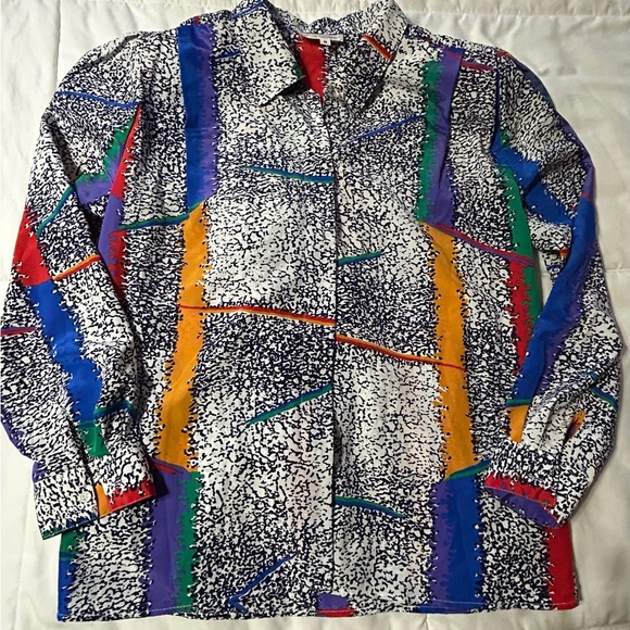 Beautiful Vintage Geometric Blouse Top by Stuart Lang - Picture 1 of 7